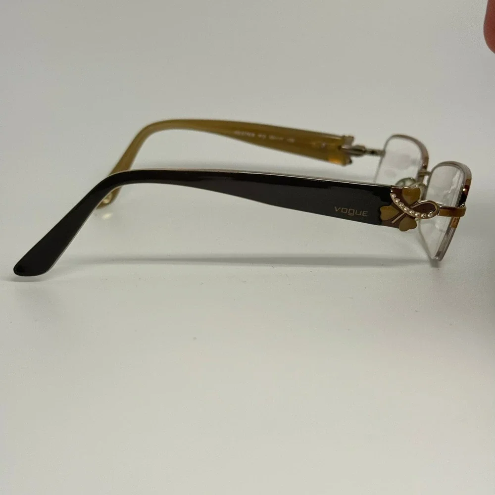 Vogue VO 3779-B 813 Brown Gold Semi Rimless Eyeglass Frames 53-17-135 Crystal